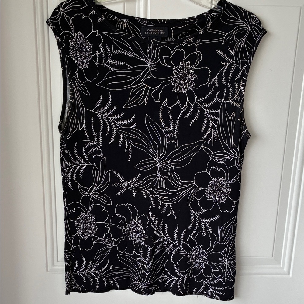 Signature Black Floral Boatneck Tank